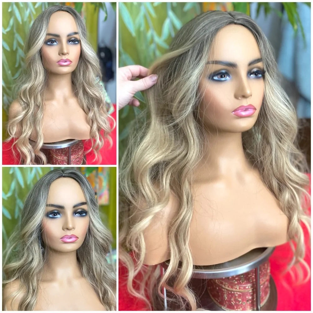 mixed blonde face framing highlights wig